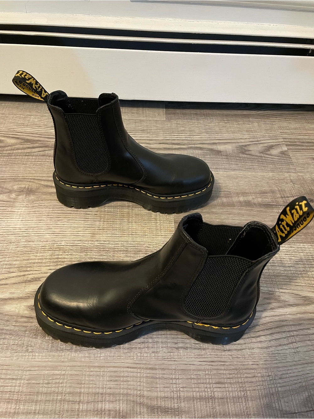 Dr. Martens Black Leather Chelsea Boots with Yellow Stitching - Picture 4 of 7